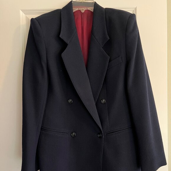 Navy Double Breasted Blazer Size 8 - Picture 1 of 6